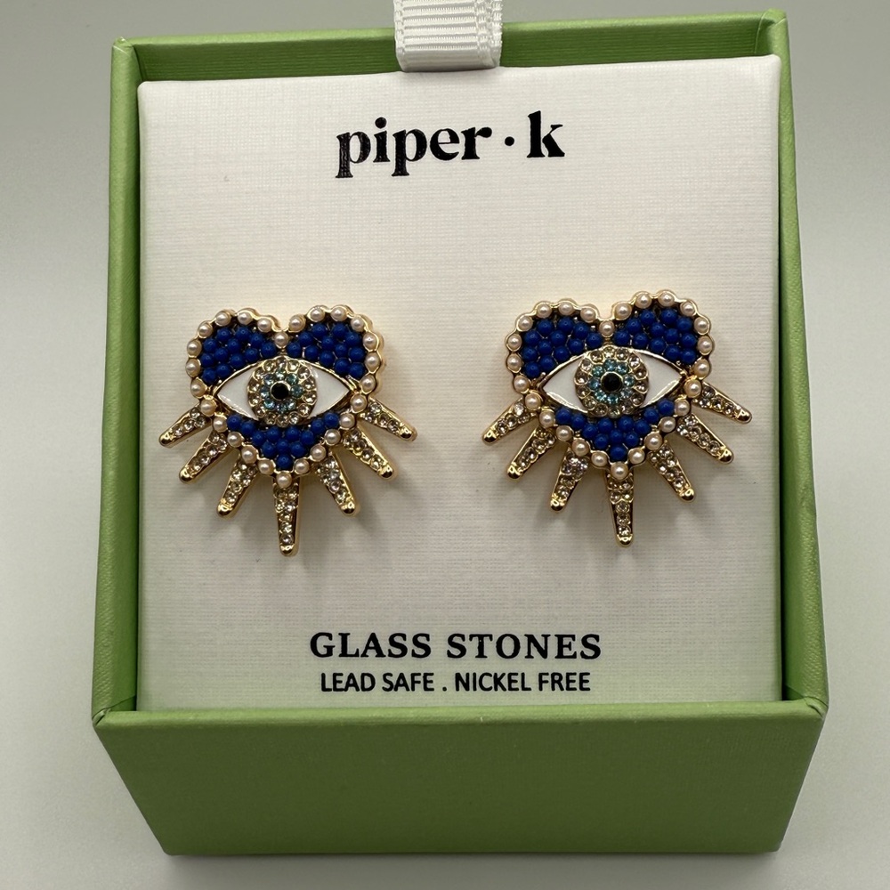 Piper Blue and Gold Starburst Earrings